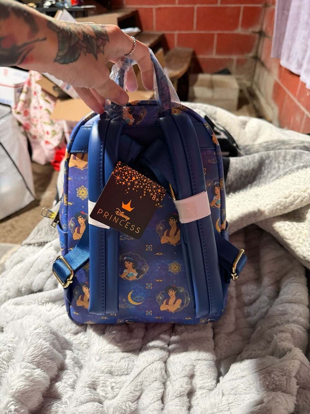 Loungefly Disney Aladdin and Jasmine All Over Print Mini Backpack - Picture 2 of 2